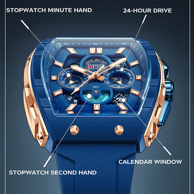 Multifunction Chronograph Men Watches For Male Clock Sports Men Quartz Wrist Watches Date Silicone Band Top Brand Luxury