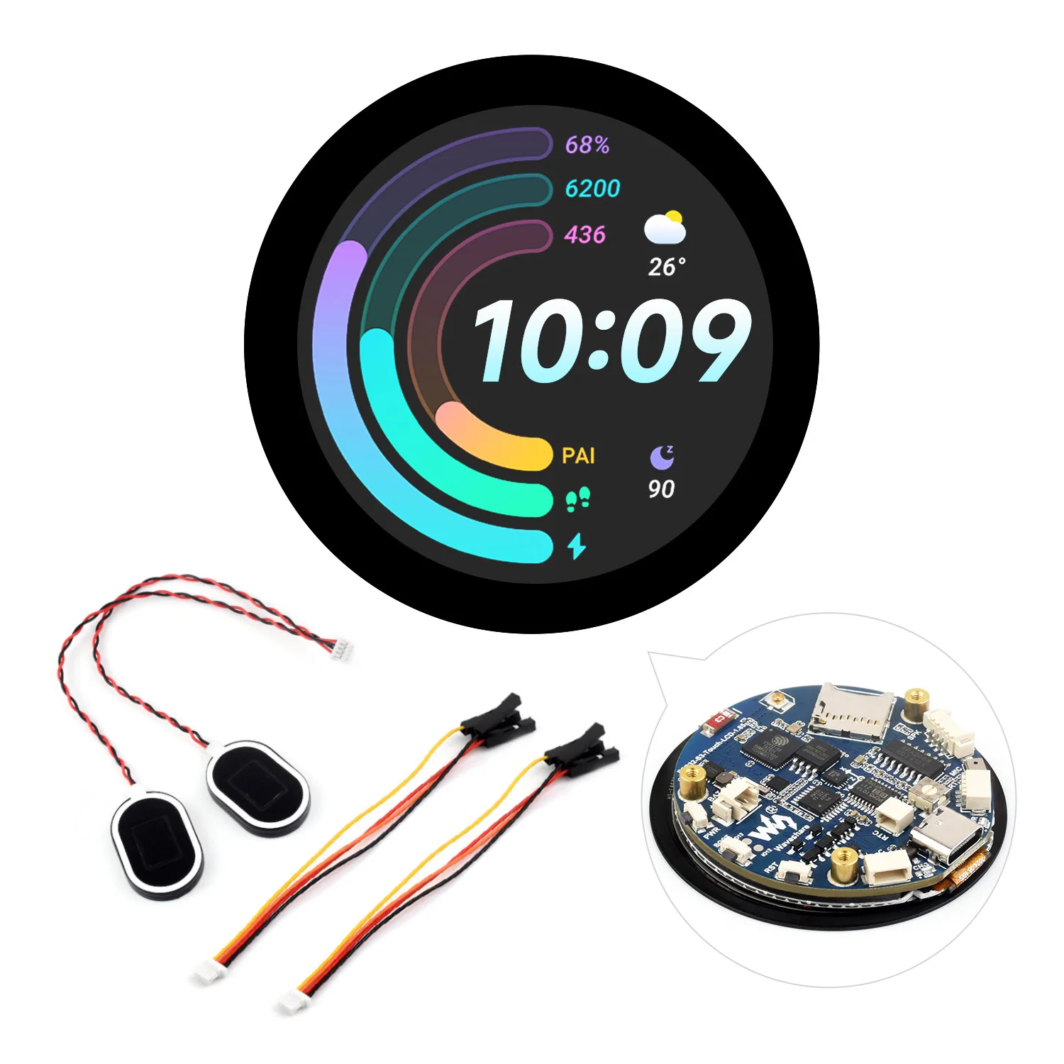 waveshare-esp32-s3-360×360-185インチ丸型ディスプレイ、最大240mhz周波数、32ビットlx7デュアルコア、wifiおよびbluetoothをサポート