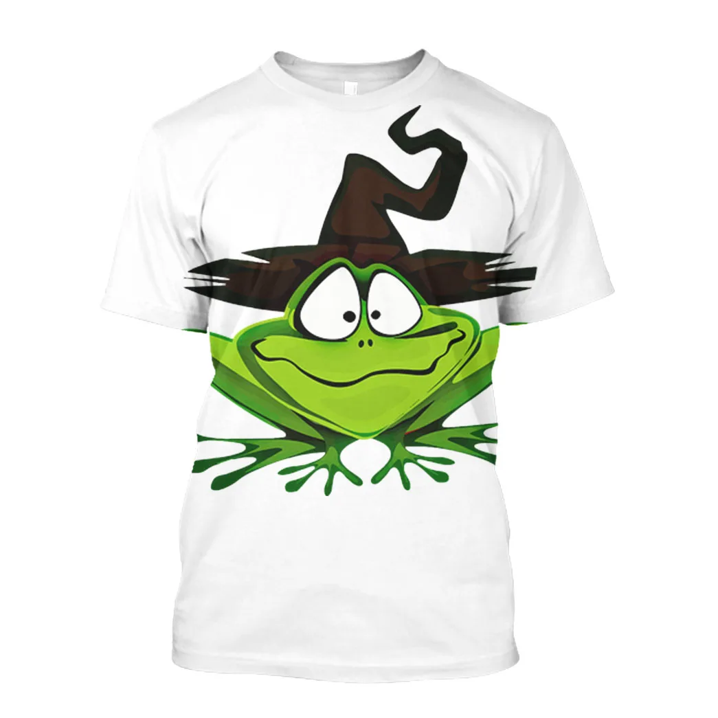 Jumeast Cartoon Frog 3D Graphic T-Shirts Halloween Day Printed T-Shirty Trick Or Treat Party Anime Clothes Baggy Funny Tops 7XL