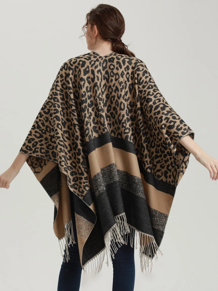 2023 Luxury Design Imitation Cashmere Women Scarf Winter Leopard Poncho Wrap Blanket Capa Para Mujer Femme Pashmina Warm Shawls