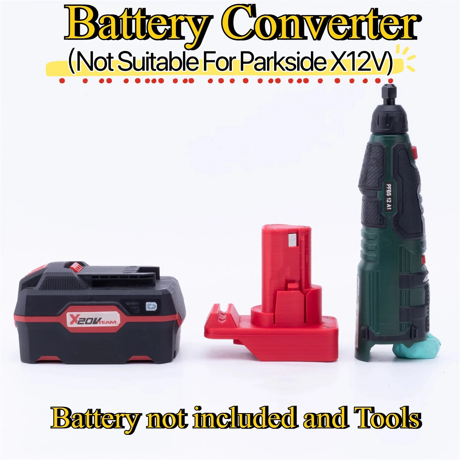 Battery Adapter For LID Parkside X20V Battery Convert To Parkside 12V PAB LI Series Portable Cordless Tool Converter(No battery）