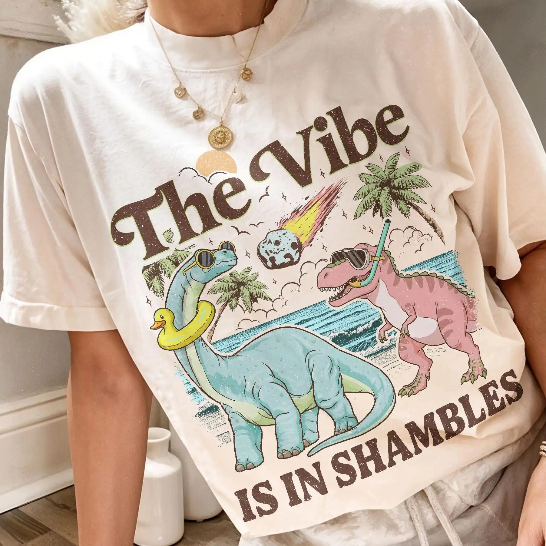 The Vibe Is in Shambles TShirt, Funny Dinosaur Sweatshirt, Cute Mental Health Tee Gift, Gift for Her
