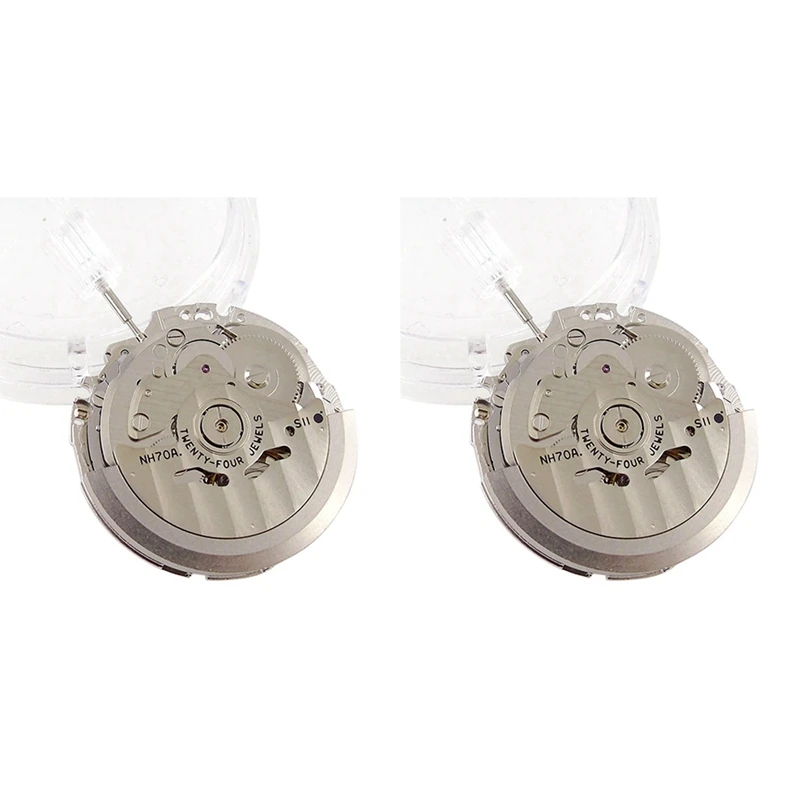 2 Set Japan NH70/NH70A Hollow Automatic Watch Movement 21600 BPH 24 Jewels High Accuracy Fit For Mechanical Watches