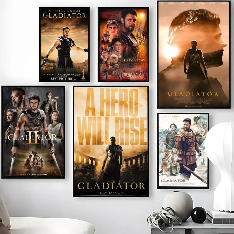 Movie G-Gladiator Poster Waterproof Self-Stick Wall Art Stickers, Removable Wall Decor for Living Room and Bedroom