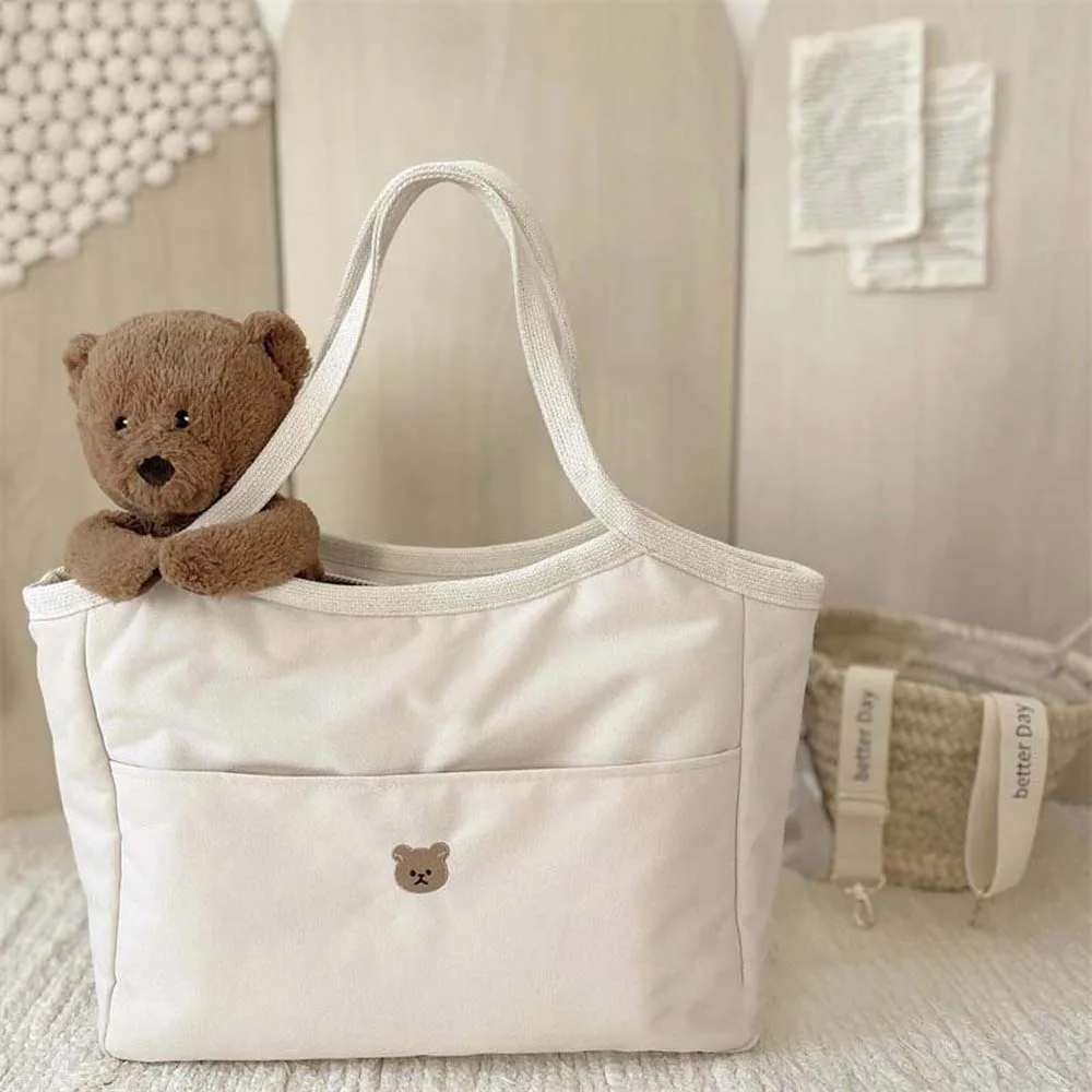 Soft Diaper Storage Bag Thicken Multi-functional Cotton Handbag Embroidery Large Capacity Pouches Bag Organizer Outdoor