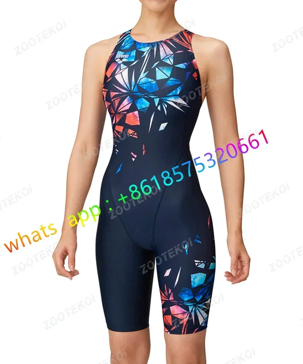 

Female Versatile Training Swim Suit Knee Length Swimwear Bodysuit Sports Race Swimming Swimsuit Summer Open Water Bathing Suit