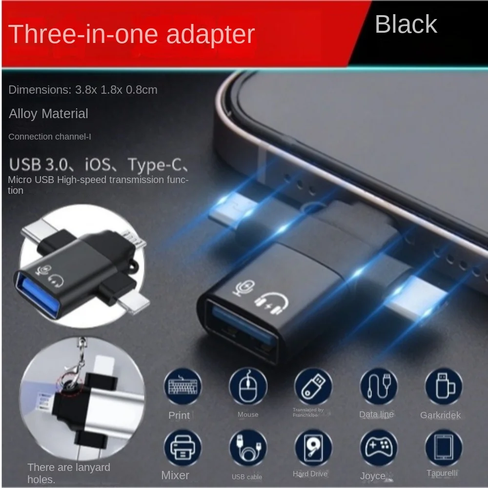 محول OTG 3 في 1 عالمي محمول 3 في 1 محول تشغيل التوصيل شحن سريع نقل البيانات محول من النوع c