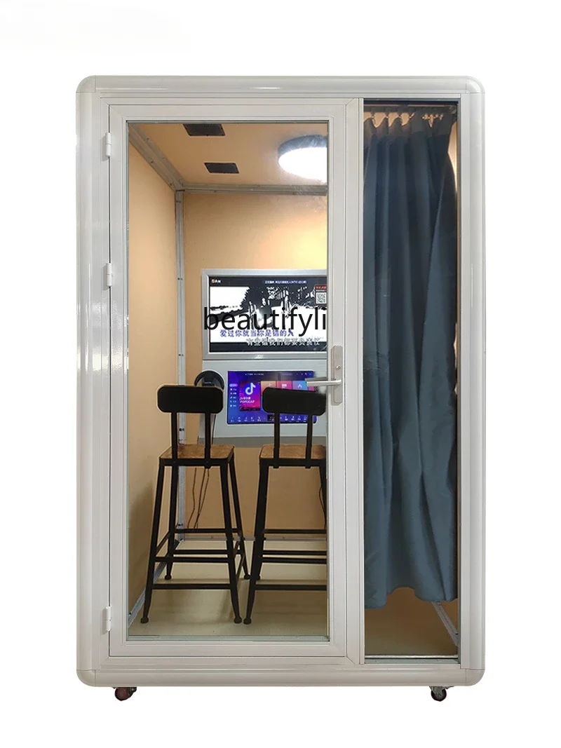 Room Home Mini K Bar Karaoke Machine Singing K Soundproof Glass Room Singing Bar Machine Family Room Mobile KTV