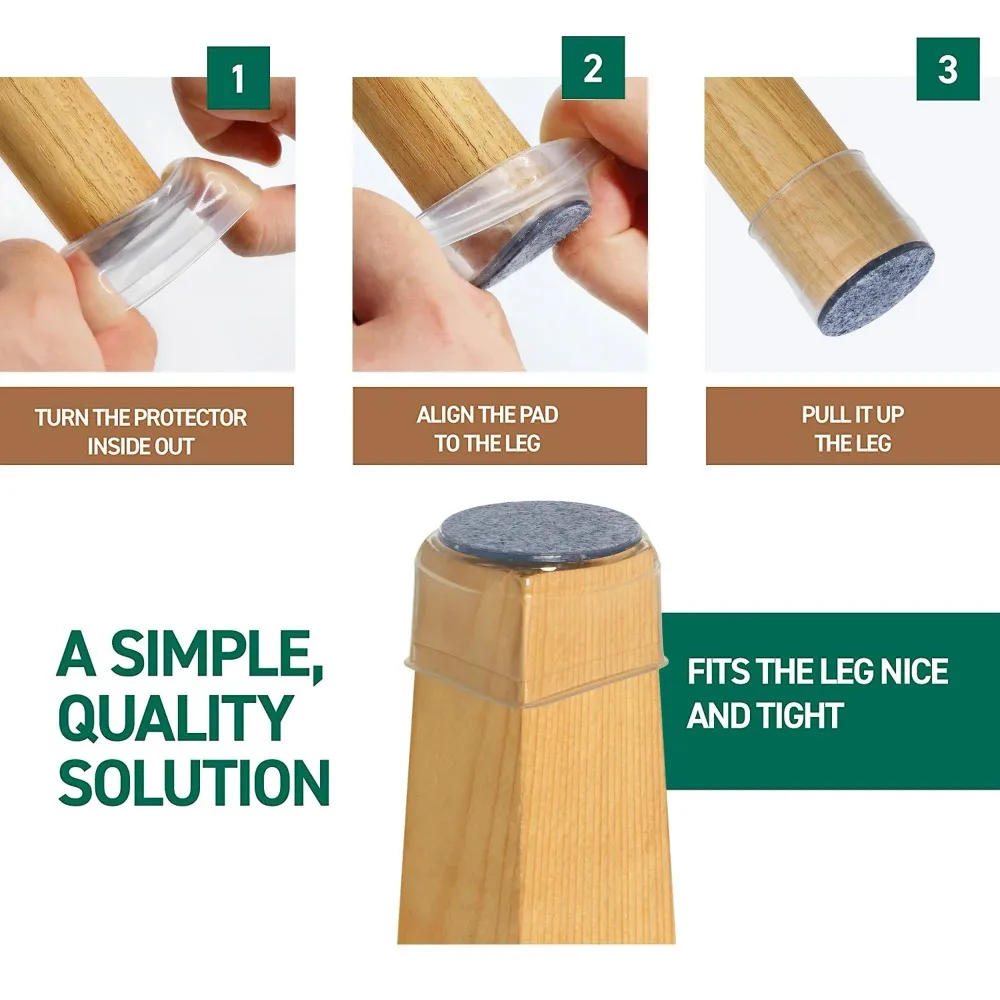 28PCS 테이블과 의자 발 커버 실리콘 침묵 바닥 보호 두꺼운 내마모성 탄성 테이블 의자 보호 커버