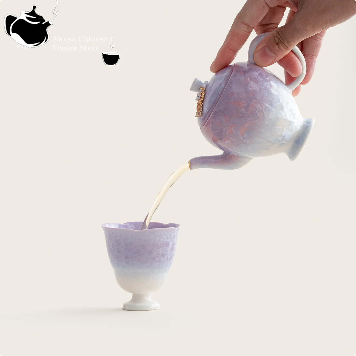 Chinese tea set crystal glaze gradient purple tea pot tea cup set set ceramic tea set Kung Fu tea set with filter 4