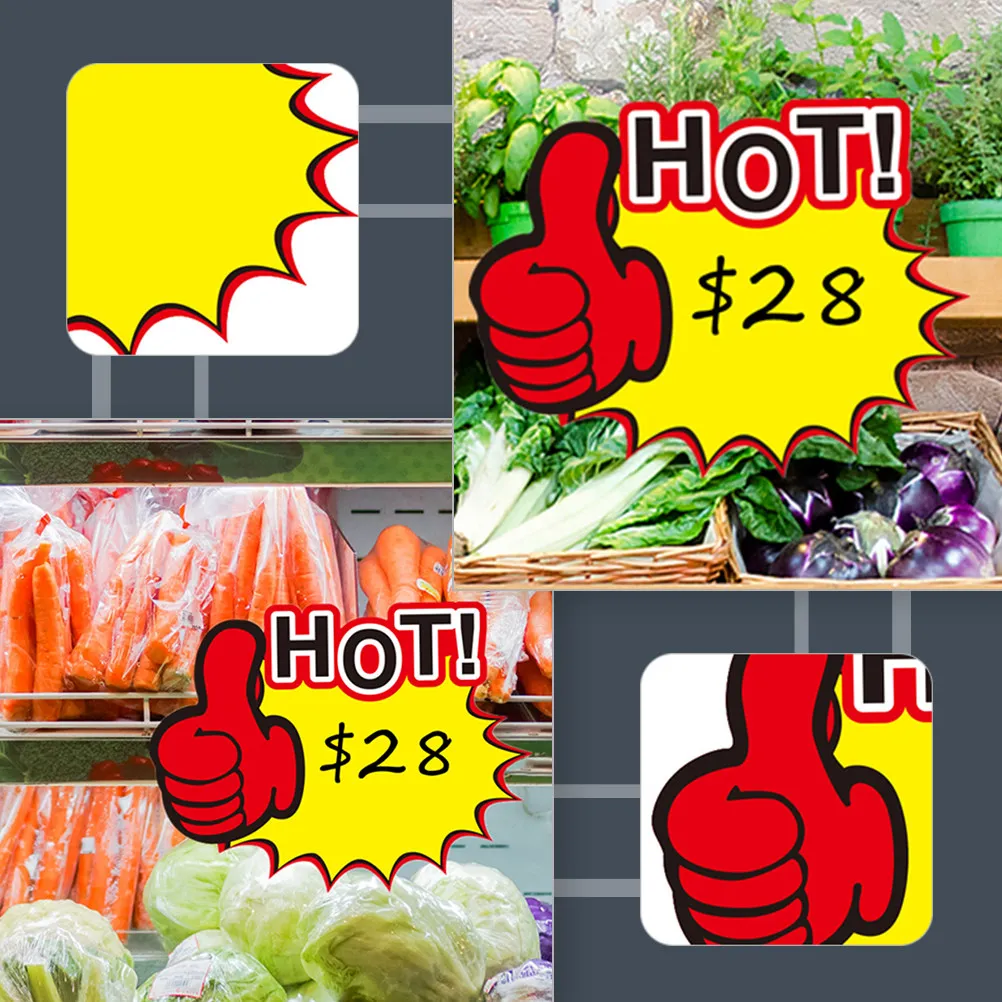 50Pcs Bright Color Price Signs Tough Paper Retail Advertising Stickers for Shops Markets Garage Sales
