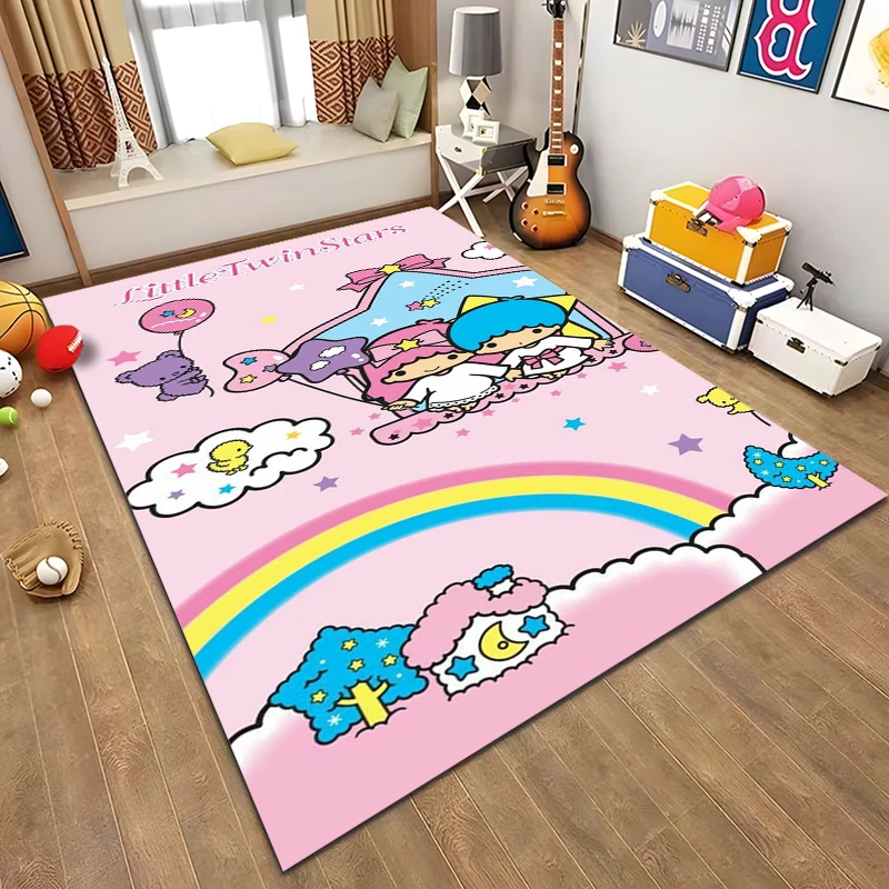 

Sanrio Hello Kitty Little Twin Stars Area Rug,Carpet for Home Living Room Bedroom Sofa Doormat Kitchen Decor,Non-slip Floor Mat