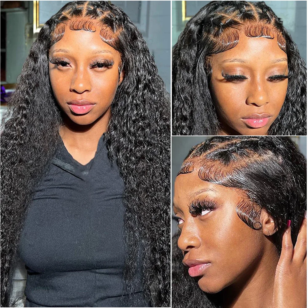 28 38-дюймовый глубокий волнистый 13x6 5x5 HD Парик из натуральных волос на кружеве спереди 200% Remy Curl 360 Полные кружевные фронтальные парики Человеческие волосы для чернокожих женщин