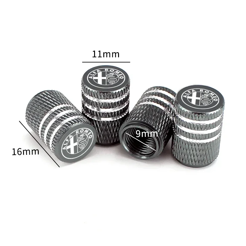4PCS Metal Wheel Valve Stem Caps Tire Air Cover for Alfa Romeo Spider 147 155 156 159 Giulia Mito Stelvio 4C GT Car Accessories image 3