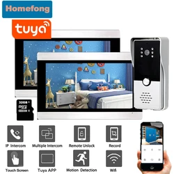 Homefong 7 Inch 1080P Màn Hình Cảm Ứng Tuya Wifi Video Liên Lạc Nội Bộ Hệ Thống Ghi Phát Hiện Chuyển Động Không Dây Chuông Cửa Màn Hình Chuông Cửa