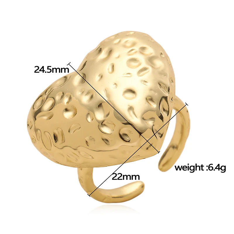 HECHENG، افتتاح حلقة معدنية قابلة للتعديل نمط القلب القمر للجنسين زوجين خواتم جو بسيط 1 قطعة