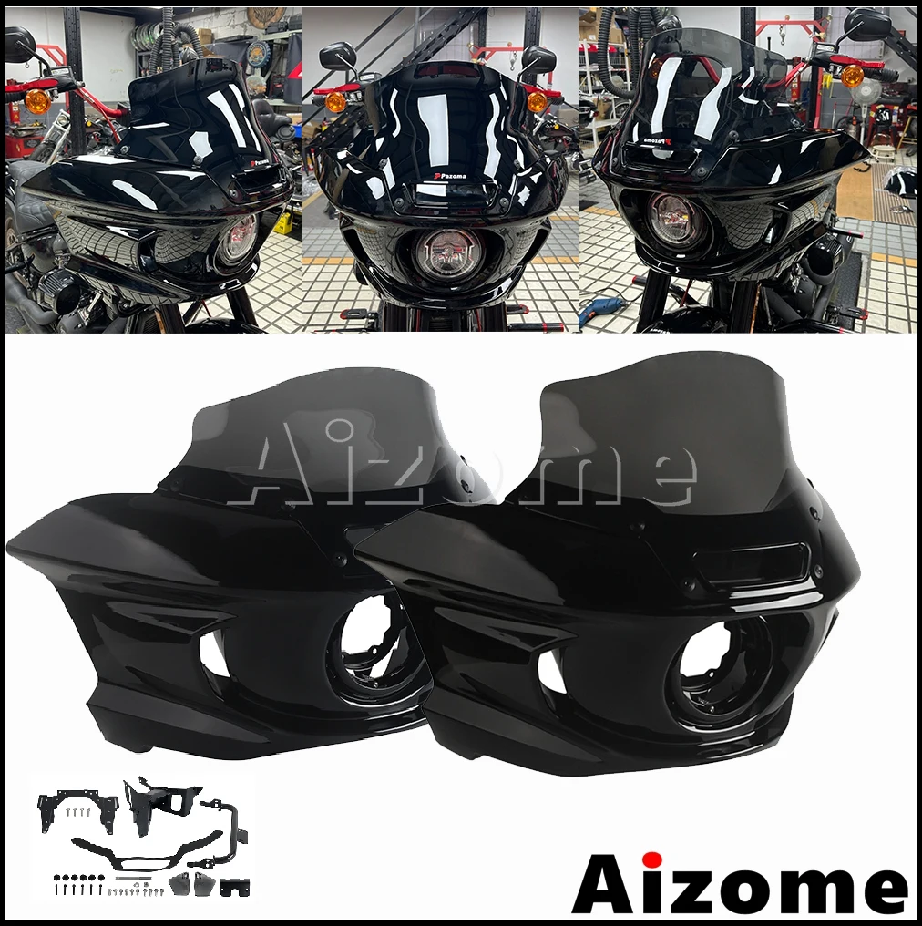 

FXLRS Motorcycle Front Light Mask Fairing Smoke Windscreen Wind Shield For Harley Softail Low Rider S 117 FXLRS 2022 2023 24 25