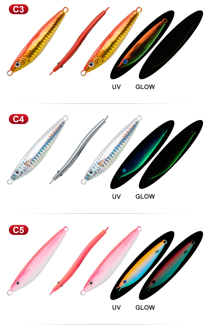 OBSESSION J2 Hartmetall-Jigs 40g 60g 80g 1 Stück Sinkender Angelköder Leuchtender Schnellfall-Jigköder Tiefsee-Jig-Angelköder – Detail 9