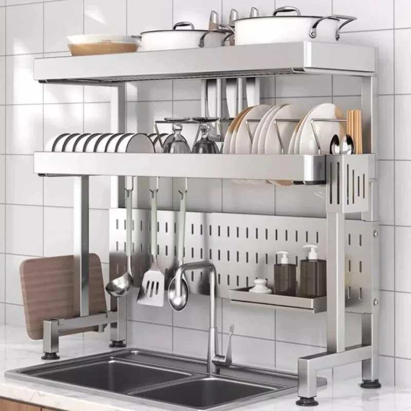 Telescopic Sink Rack Stainless Steel Kitchen Dish Holder Drain Shelf Storage Organizer Kitchen Acceesories Dish Drying Rack l