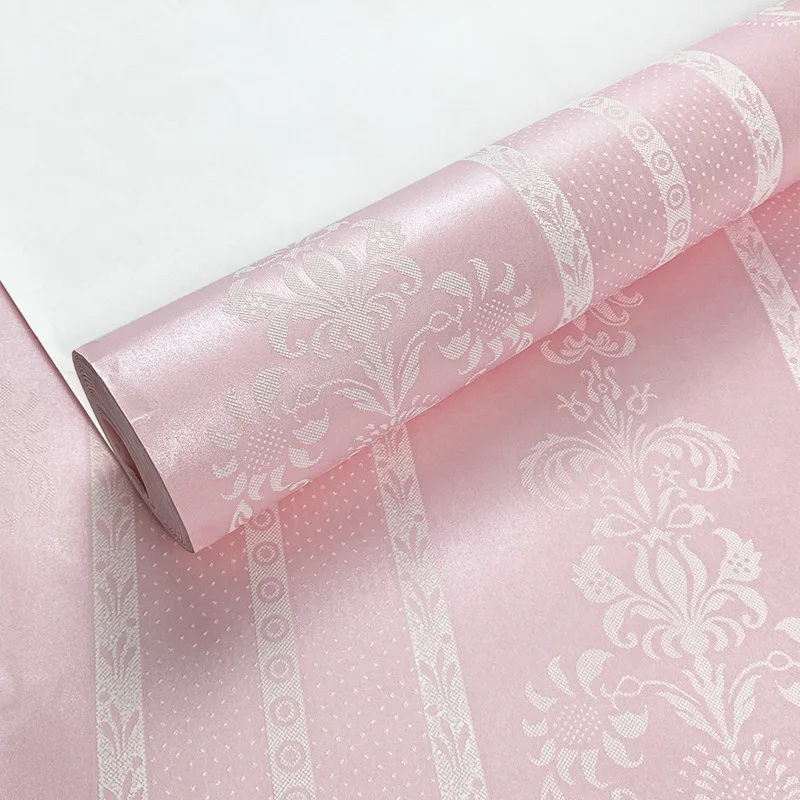 European 3D Vertical Stripe Wallpaper for Living Room Bedroom Beauty Salon Floral Pattern Wallpaper Home Decoration