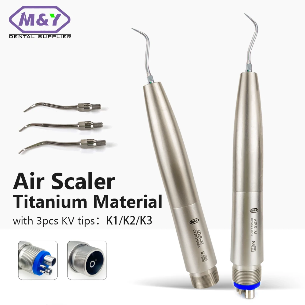Dental Titanium material Air Scaler 2/4Holes Scaler Handpiece with 3tips For KV teeth cleaning whitening tools