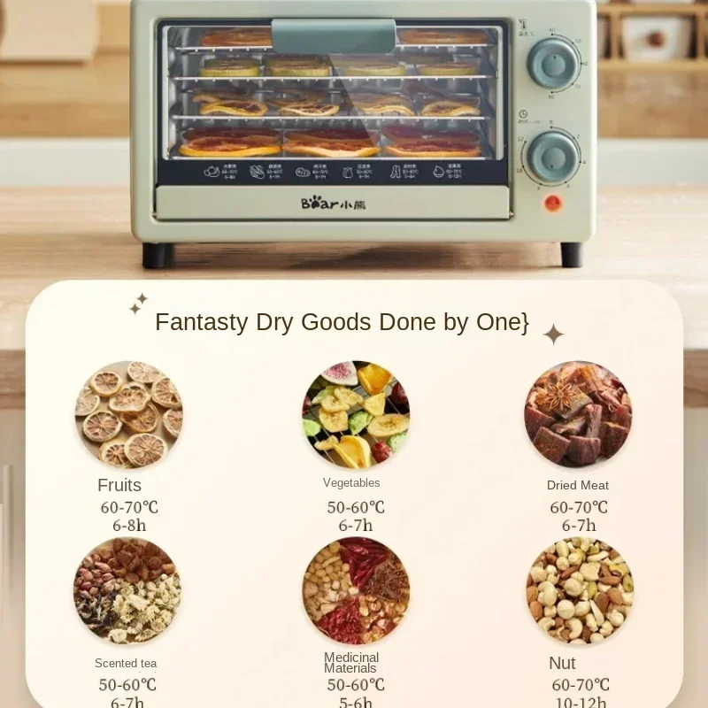 Odwadniacz żywności, kompaktowa suszarka do domowych przysmaków dla zwierząt domowych, suszonych, owoców i warzyw, urządzenie szybkiego suszenia, regulowane tace