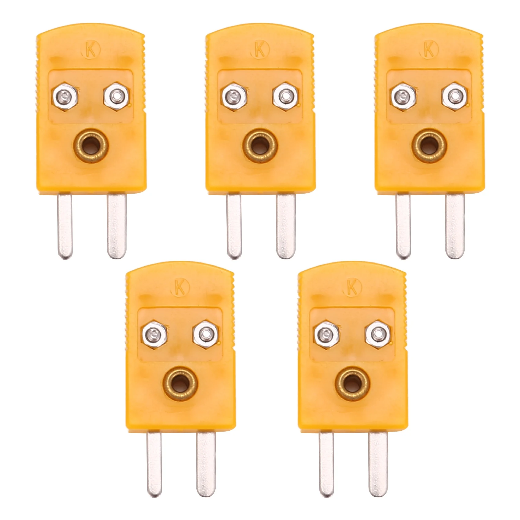 DT18 5 Pcs RTD Circuits K Type Temperature Sensor Thermocouple Plugs Male Yellow
