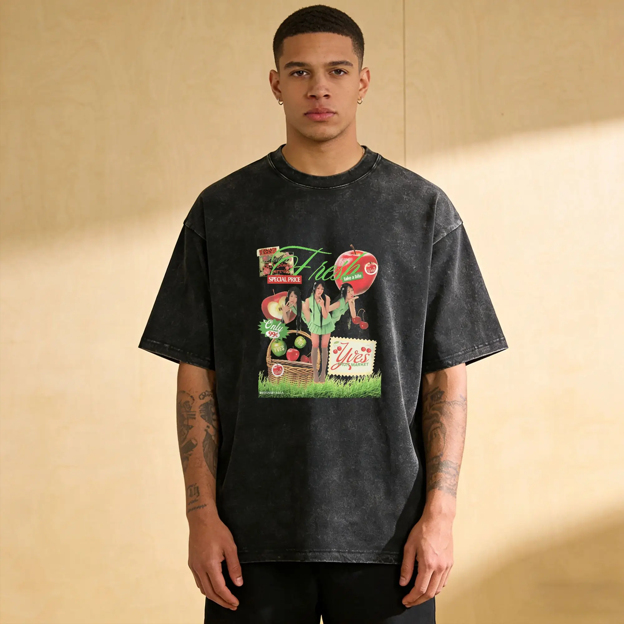 Y-Yves Loop's Album T Shirt for Men Pure Cotton Vintage T-Shirt Crewneck  Tees Short Sleeve Clothes Plus Size