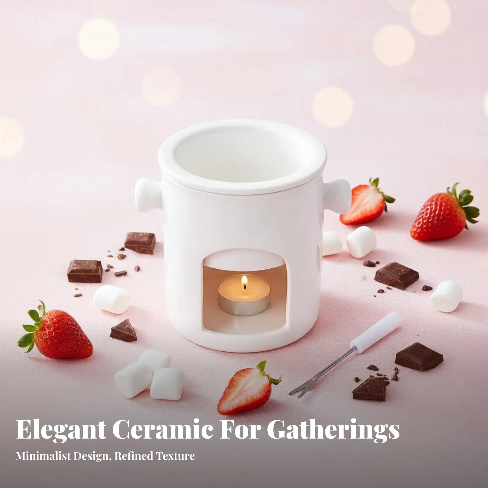 Olla de Cerámica para Fondue de Chocolate, Calentador de Fondue Versátil para Velas, Fundidor de Queso de Cerámica, Pequeño Fundidor de Velas DIY