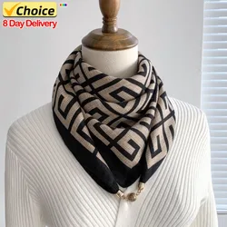 Hot Magnetic Triangle Neck Protection Scarf for Women in Autumn and Winter 2024 New Cotton and Linen Scarf  High-end Neck Scarf