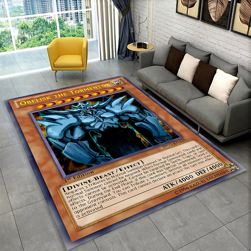 Yu-Gi-Oh Monster Card Cartoon Anime Carpet Rug for Bedroom Living Room Sofa Doormat Home Decor,Kid Game Area Rug Non-slip Gift