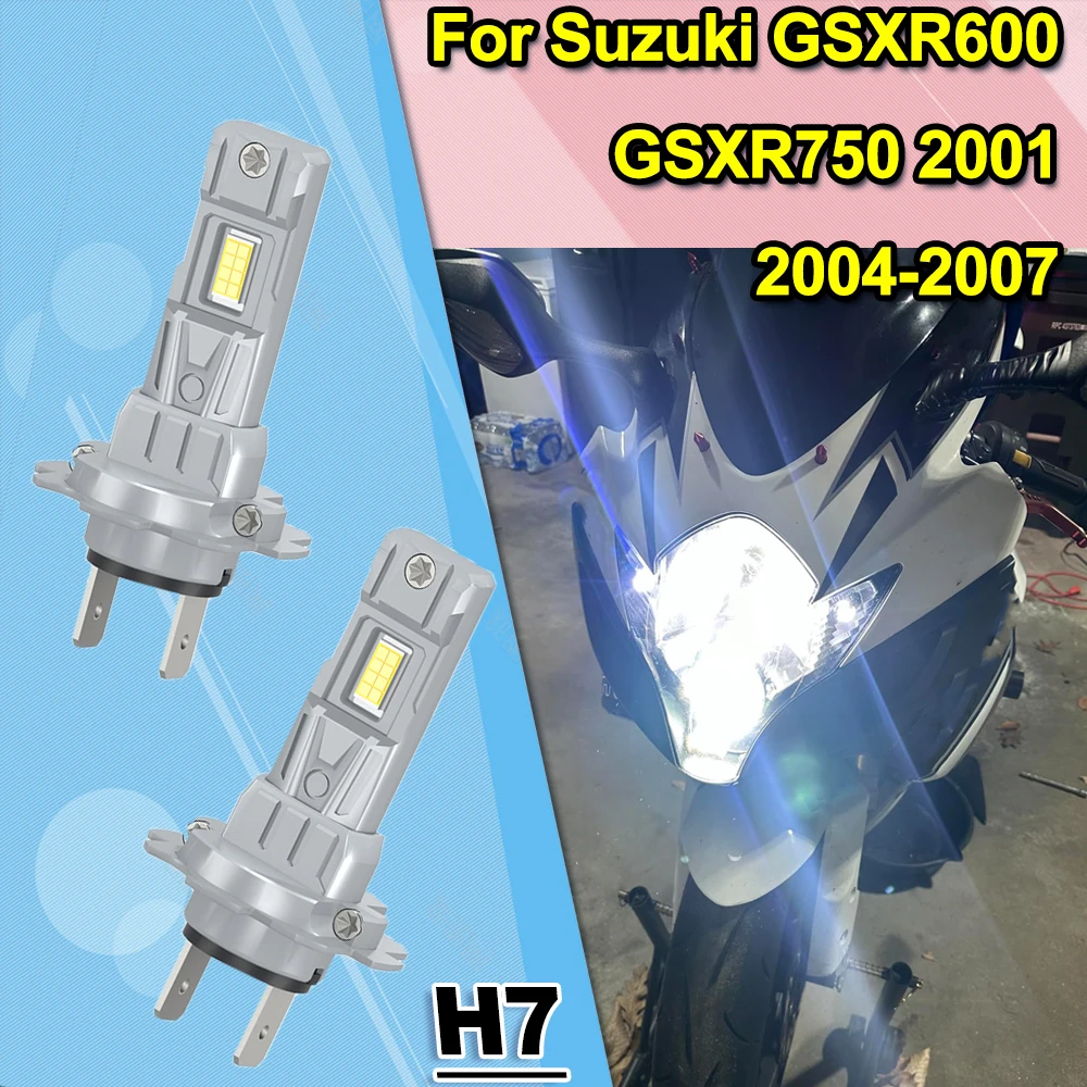 

Для Suzuki GSXR600 GSXR750 2001 2004-2007 Комплект светодиодных фар для мотоцикла H7 6000K Лампы Plug & Play 3570 CSP БЕЗ вентилятора ALL IN ONE Mo