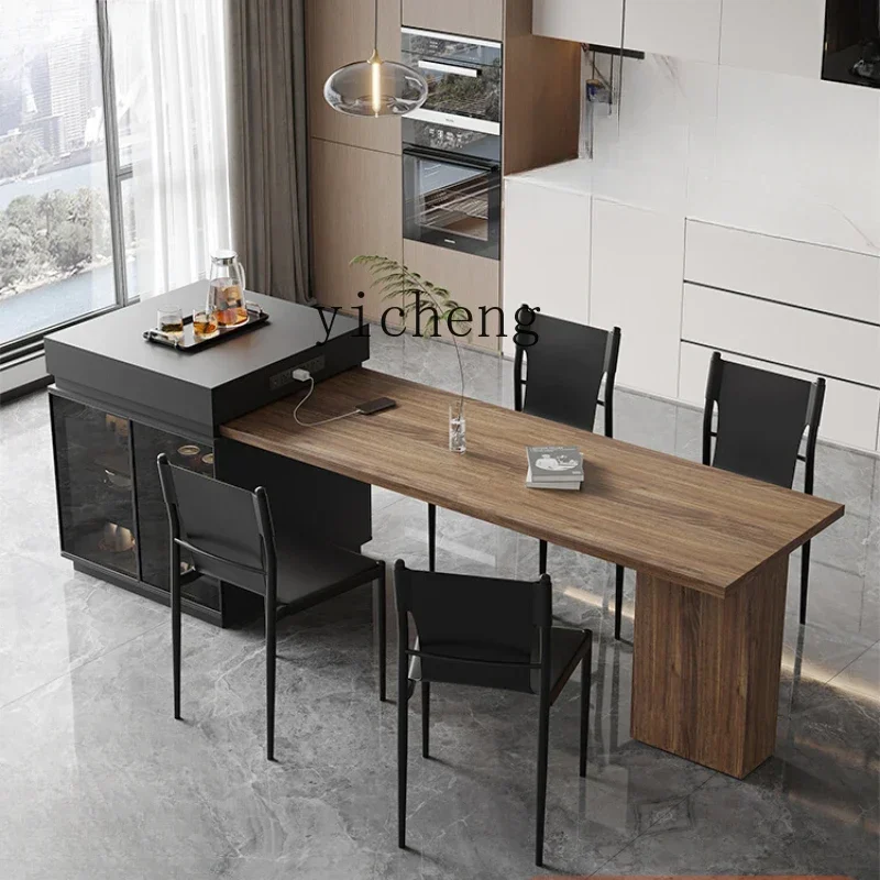 

island table integrated household retractable rectangular dining table multi-functional restaurant tea table integrated