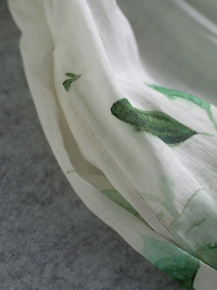 日本製 スレオル スヴェ フラックス ロング ド ヴィンテージ ボタン プリント コットン リネン サマー Aライン スカート 花柄