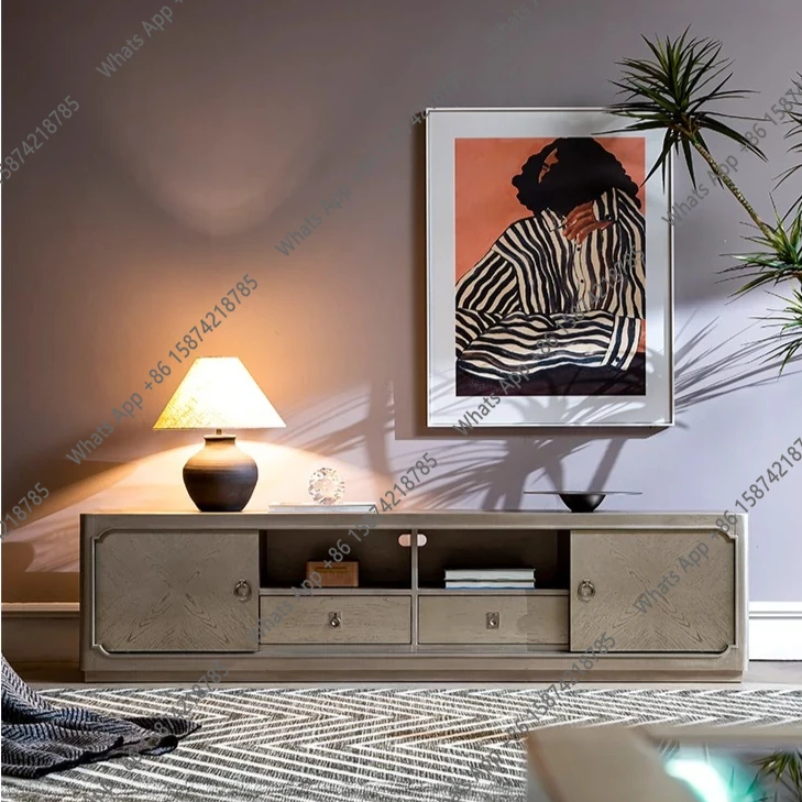 

Medieval style modern American light luxury TV dining side cabinet aesthetic design storage integrated floor living room cabinet