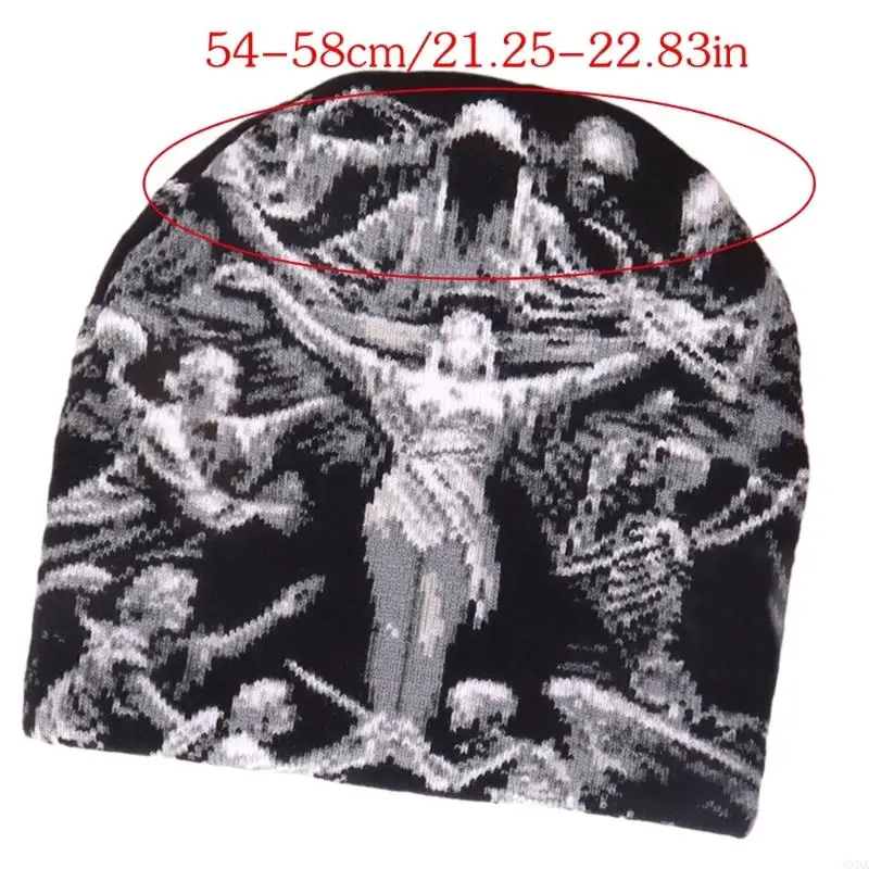 Berretto lavorato a maglia unisex Y2kbug Visual Street Fashion Comfort Fit Casual Abbigliamento da festa quotidiano 6XDA