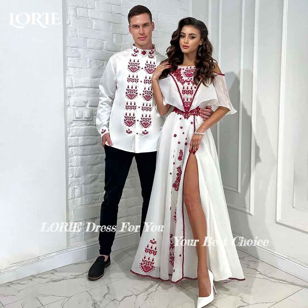 

LORIE Kaftan Evening Dresses Red Halter Flared Backless High Slit Prom Dress Arabia Elegant Dubai Party Gowns Customized Dress