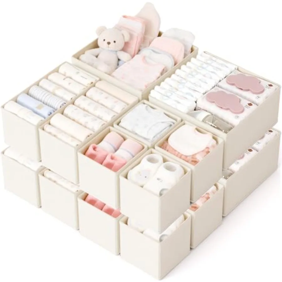 

Drawer Organizer, 16 Pack Baby Dresser Organizer for Nursery, Foldable Closet Organizers and Storage Dresser Dividers for Cloth