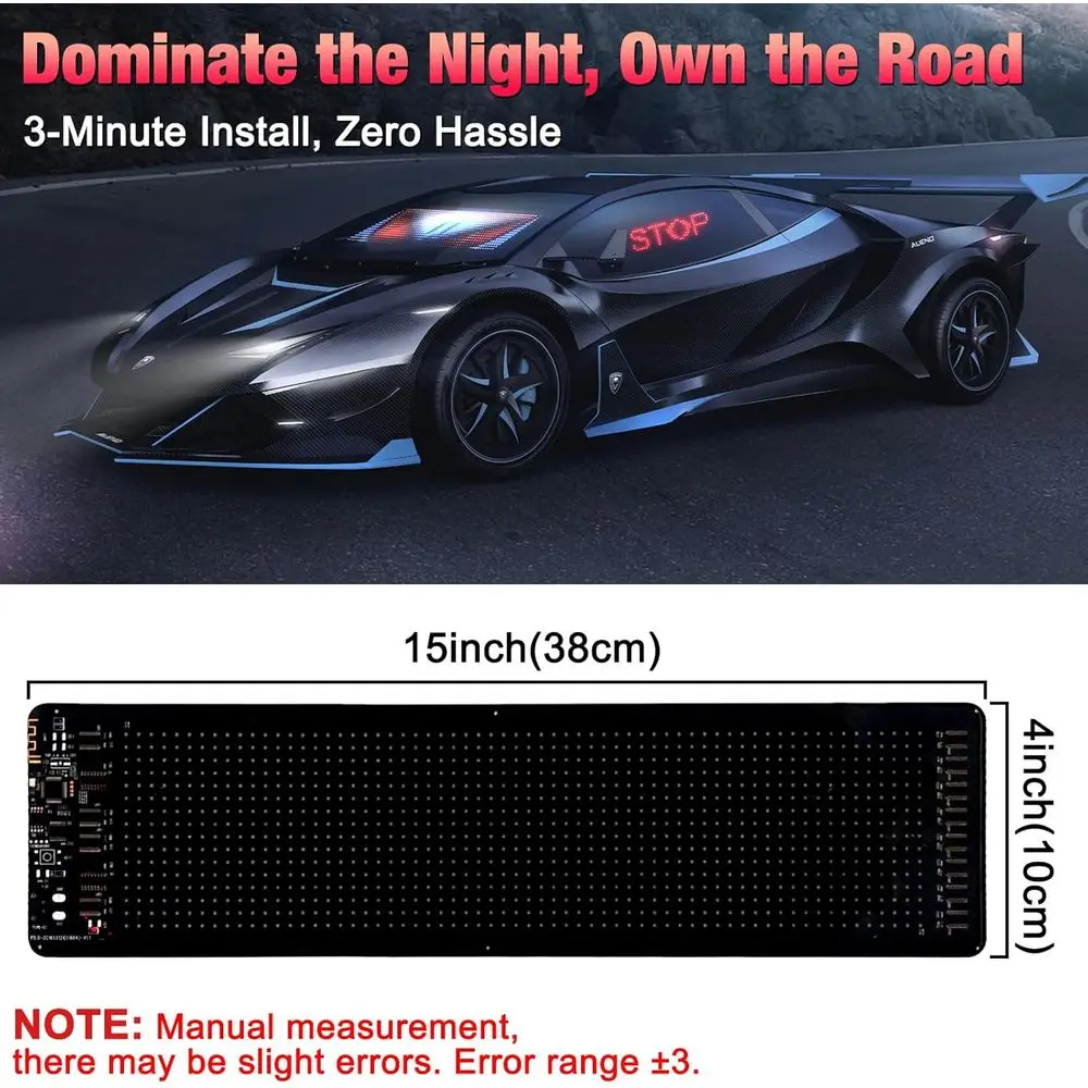 Doppi occhi da diavolo LED RGB regolabili con display animato 15x4 per auto e camion, luci a matrice controlate da app per SUV Windshie