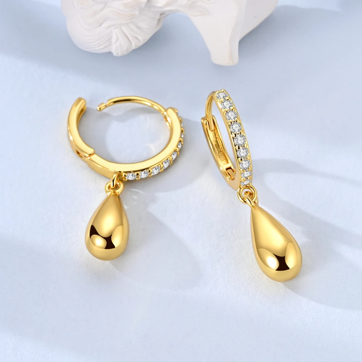 

925 Sterling Silver Earrings Women Sparkling Golden Water Drop Earring For Anniversary Wedding Jewelry Gifts