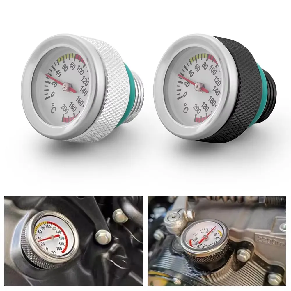 Motorcycle Fuel Tank Caps With Oil Temperature Gauge 0-200℃ Pointers Dial Meter M20x1.5/M20x2.5/M30x1.5 Gauge