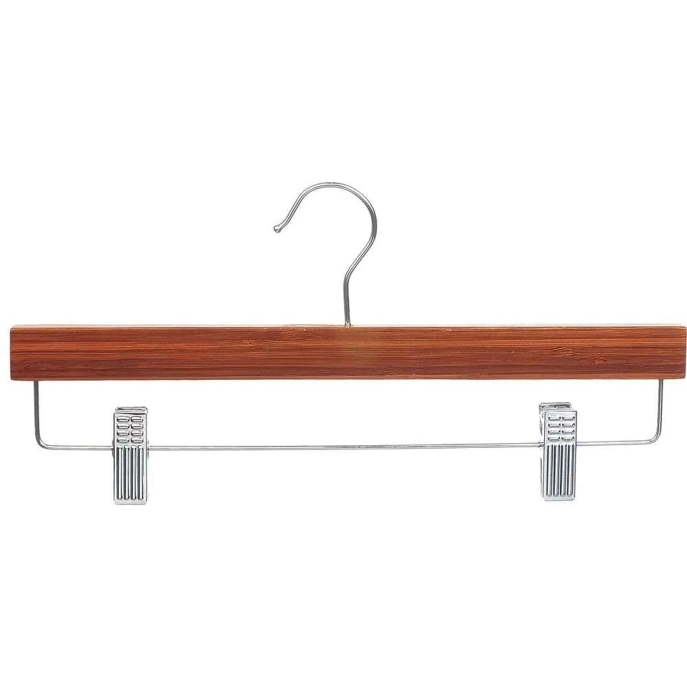 

Bamboo Bottoms Hanger with Adjustable Cushion Clips, Eco-Friendly 14 Inch Flat Wooden Hangers with Chrome Swivel