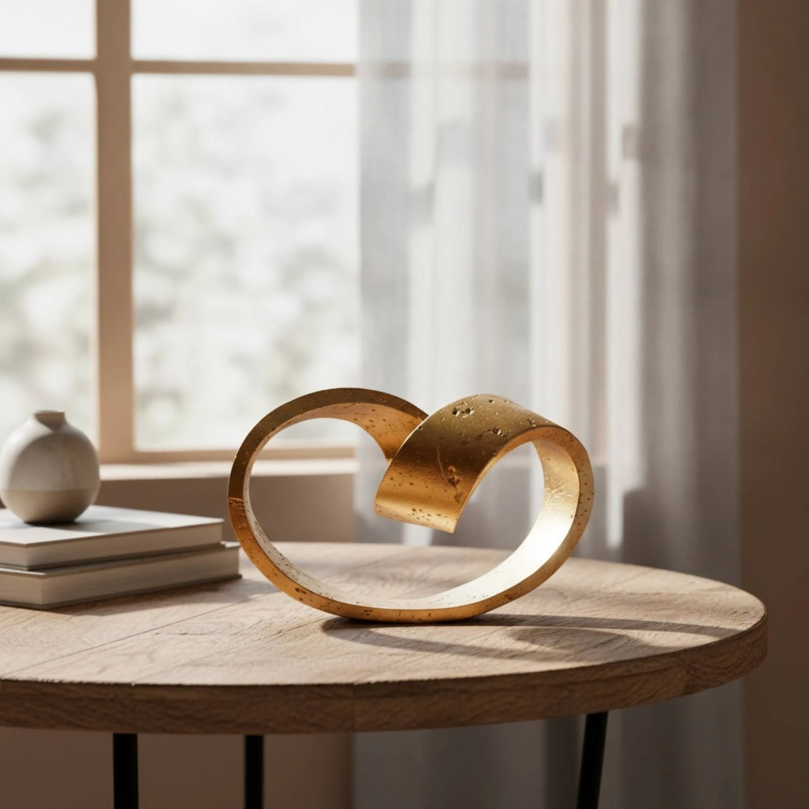 Geometric Loop Ornament Modern Abstract Sculpture Tabletop Ornament Textured Decor Minimalist for Console Table, Shelf
