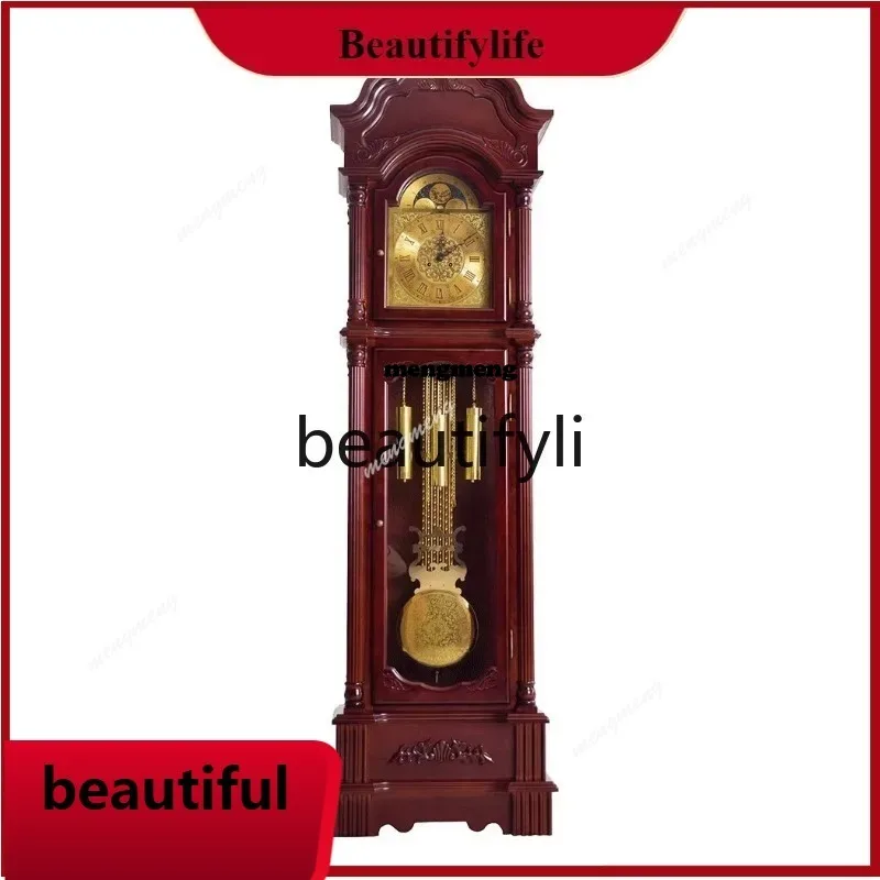 N    Solid wood Helm movement Le floor clock European living room mechanical clock New Chinese clock