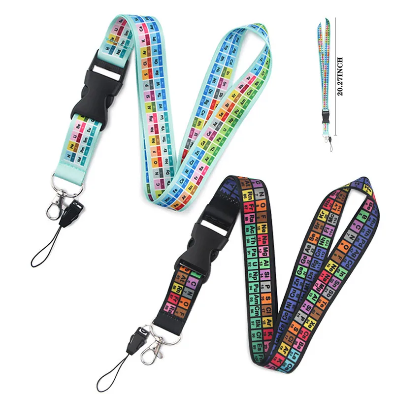 1PC Detachable Mobile Phone Lanyard Chemistry Periodic Table of Elements Lanyards Key Chain Neck Straps Phone Rope