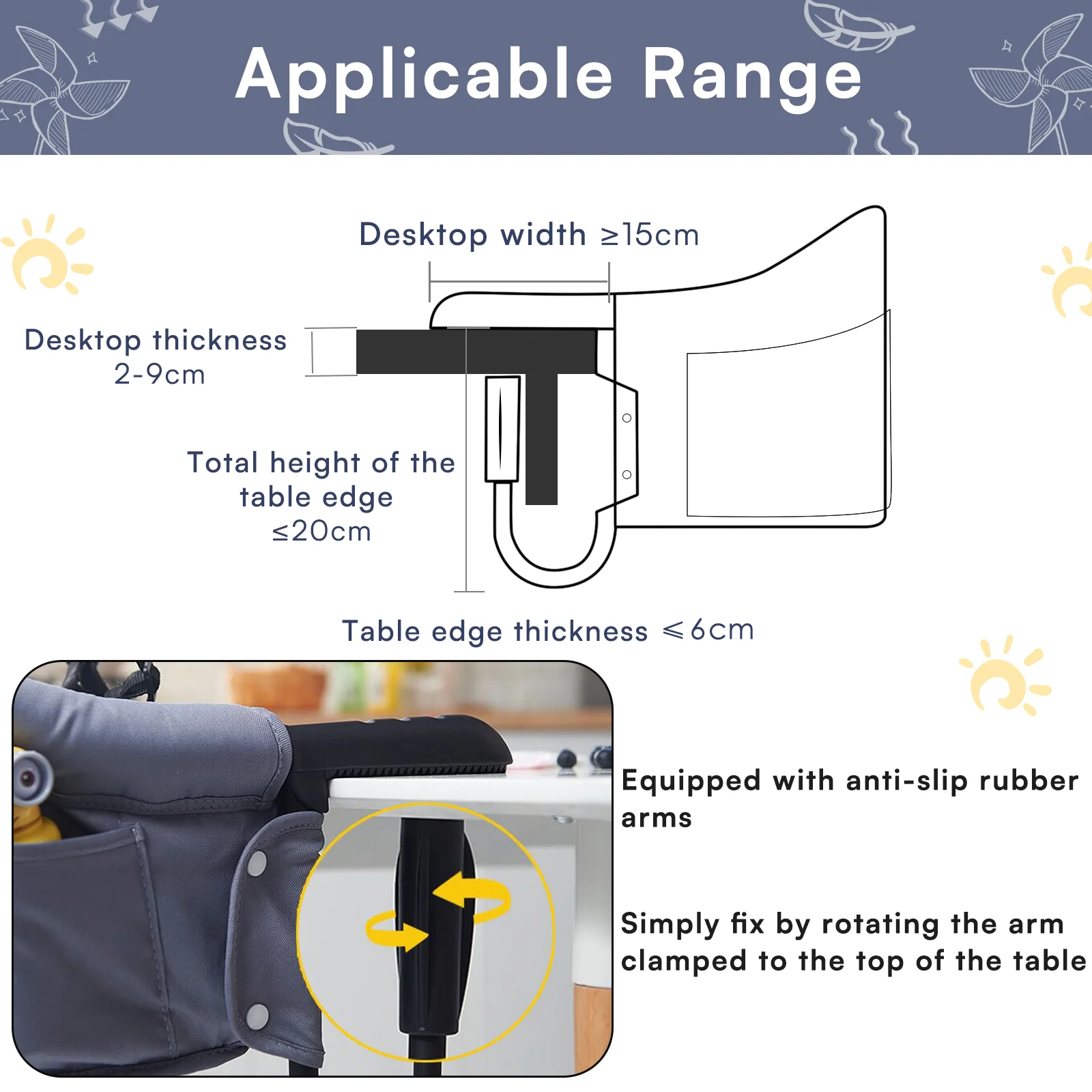 UBRAVOO Portable Foldable Easy Feeding Hook-On Table High Chair for Babies 6 Months to 3 Years