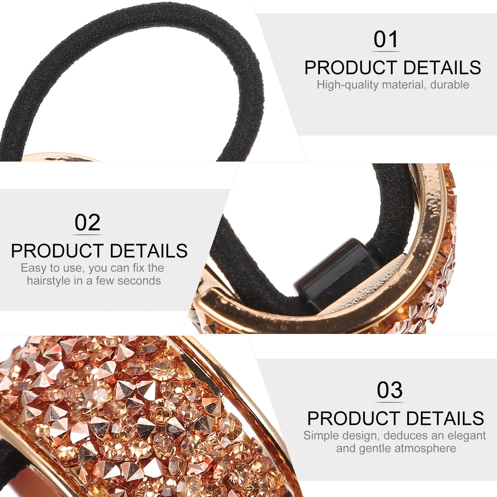 

4Pcs Hair Cuff Rings Rhinestone Ponytail Buckle Elastic Hair Accessories for Weddings Parties Birthdays Ponytail Buckle