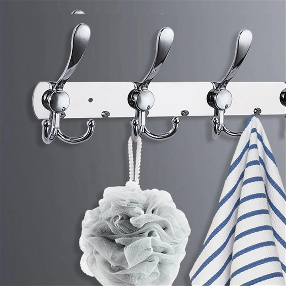 Nordic Wall Hook Stainless Steel Black Robe Hook Bathroom Hooks Clothes Hanger Kitchen Double Row Hook Coat Hooks Decorative