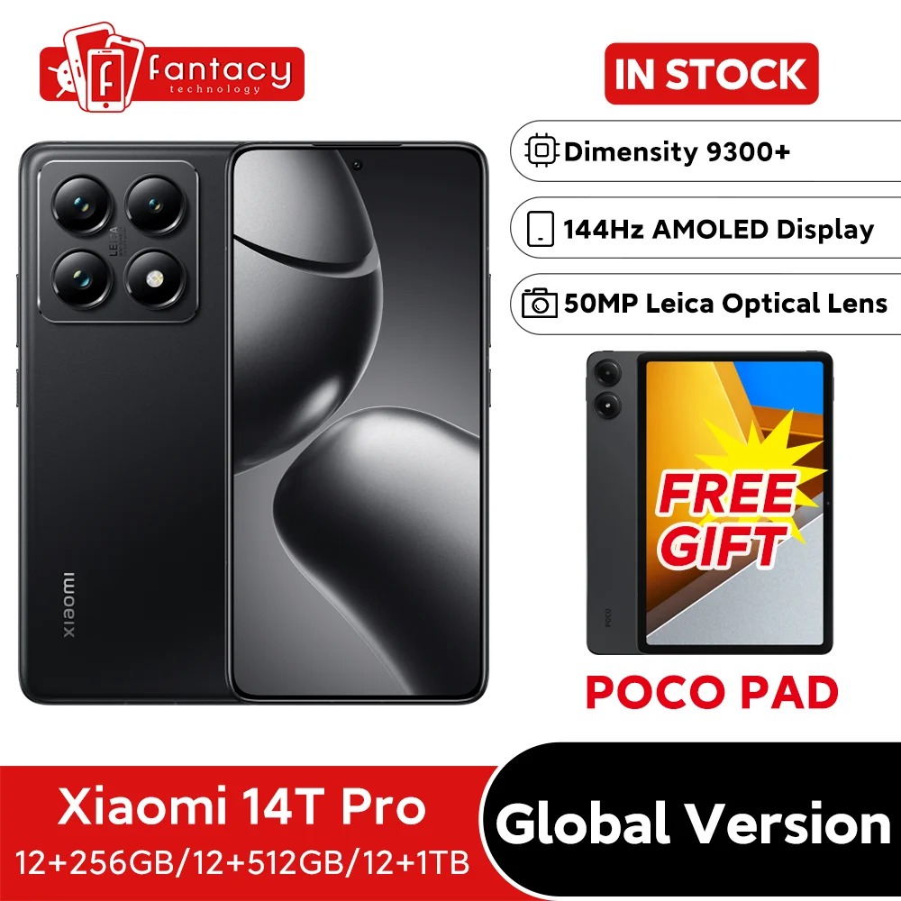 Global Version Xiaomi 14T Pro 5G MediaTek Dimensity 9300+ 50MP Leica Camera 6.67'' 144Hz AMOLED 120W HyperCharge Mi 14T Pro