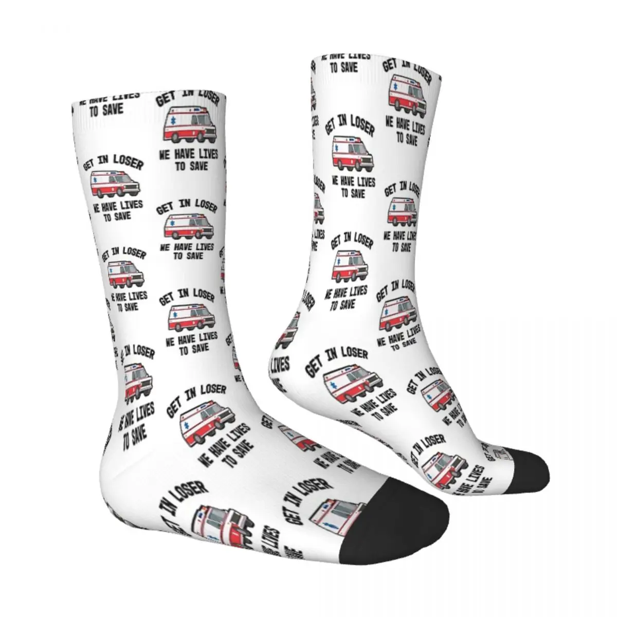 EMS Paramedic EMT Get In Loser Ambulance Ambulances Meme Socks Male Mens Women Spring Stockings Polyester